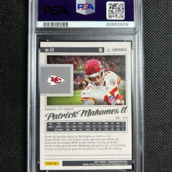 2023 Luminance Patrick Mahomes II Teal /35 SSP Chiefs PSA 10 Gem Mint Pop 1 - Picture 3 of 3